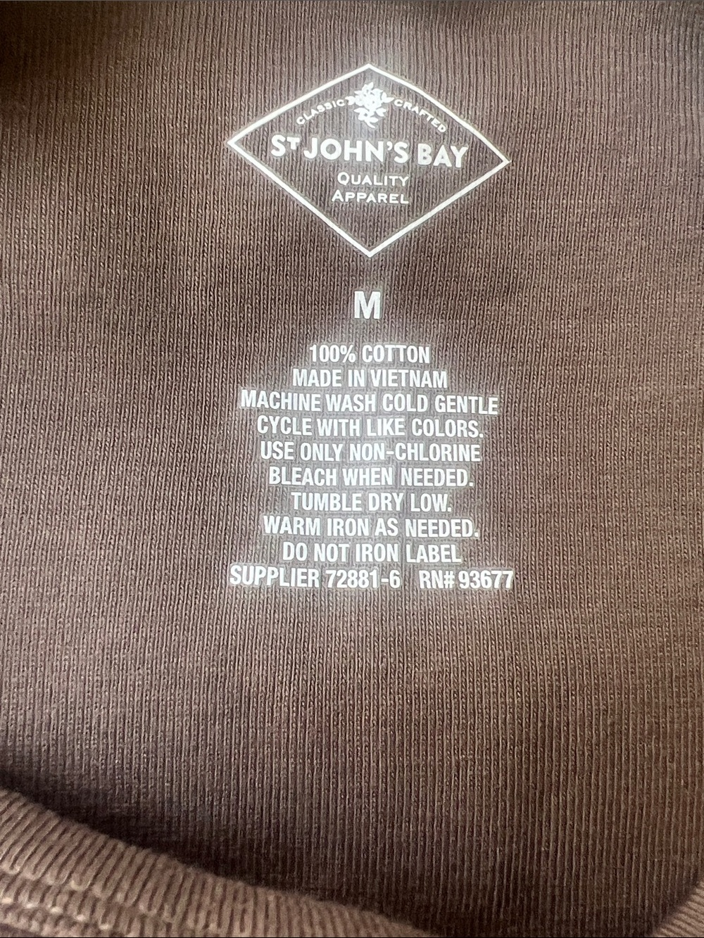 St. John's Bay Long Sleeve Crewneck Top in Taupe Brown - Picture 3 of 3
